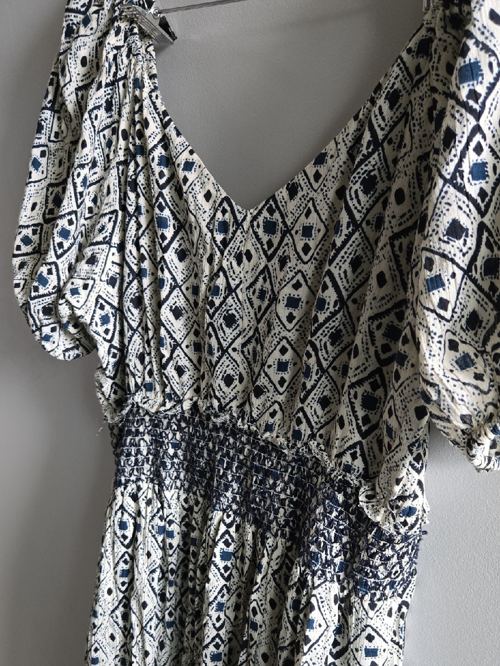 Room 34 Floral Dress Navy and Cream Geometric Print Dress XL - Picture 2 of 10